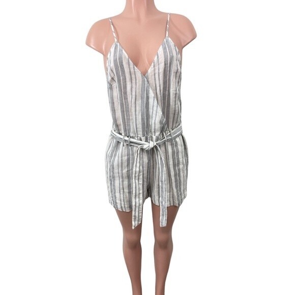 Dolce Vita Striped Sleeveless Romper Size LARGE Blue White - Picture 1 of 9